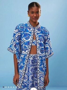 NWT Farm Rio Tile Dream Shirt Blouse Women's Size S New with tag MSRP $185